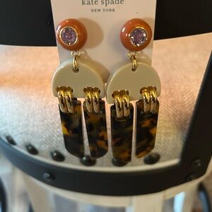 Kate Spade Tortoise and Gold Dangle Earrings